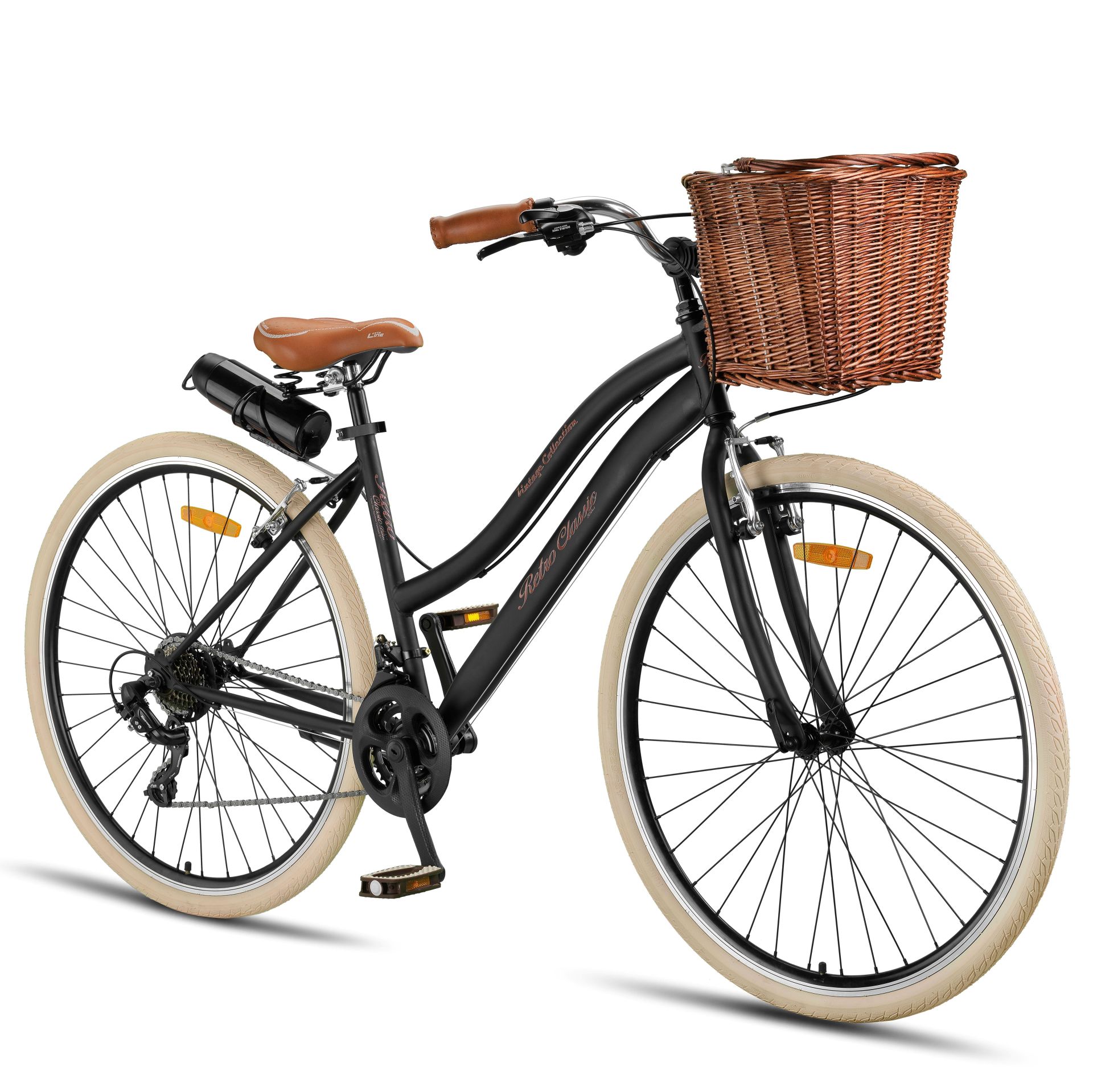 Retro Classic 28 Jant 21 Vites SHIMANO Bisiklet, Şehir Bisikleti, Vintage Classic Bisiklet Siyah-Krem