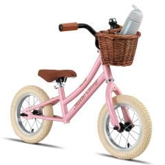 Trendbisiklet Retro Classic, Vintage Denge bisikleti, 12 jant, İlk Bisiklet, Hasır Sepet, Deri Elcik