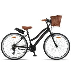 Retro Classic 26 Jant 21 Vites SHIMANO Bisiklet, Şehir Bisikleti, Vintage Classic Bisiklet Siyah-Kahve
