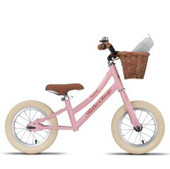 Trendbisiklet Retro Classic, Vintage Denge bisikleti, 12 jant, İlk Bisiklet, Hasır Sepet, Deri Elcik PEMBE-KAHVERENGİ-KREM