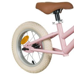 Trendbisiklet Retro Classic, Vintage Denge bisikleti, 12 jant, İlk Bisiklet, Hasır Sepet, Deri Elcik PEMBE-KAHVERENGİ-KREM
