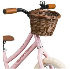 Trendbisiklet Retro Classic, Vintage Denge bisikleti, 12 jant, İlk Bisiklet, Hasır Sepet, Deri Elcik PEMBE-KAHVERENGİ-KREM
