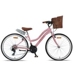 Retro Classic 26 Jant Bisiklet, Shimano 21 Vites, Hasır Sepetli Vintage Şehir Bisikleti