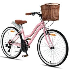 Retro Classic 26 Jant Bisiklet, Shimano 21 Vites, Hasır Sepetli Vintage Şehir Bisikleti