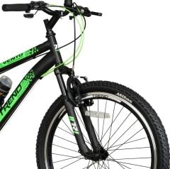 Trendbisiklet Vento 24 Çift Kat Alüminyum Jant, Önden Amortisörlü, 21 Vites - Otomatik, Dağ Bisikleti Siyah-Neon Yeşil