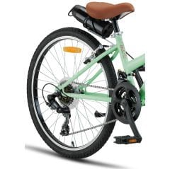 Trendbisiklet Retro Classic 24 Jant 21 Vites SHIMANO, Kadın Bisikleti Mint Yeşili-Kahve