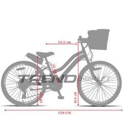Trendbisiklet Retro Classic 24 Jant 21 Vites SHIMANO, Kadın Bisikleti Mint Yeşili-Kahve