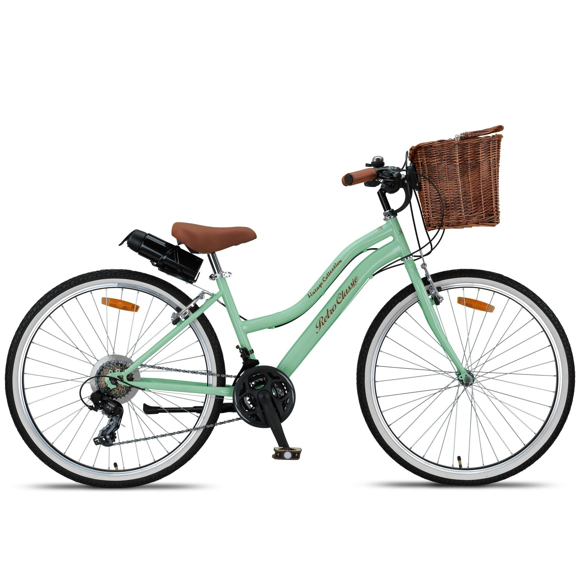 Trendbisiklet Retro Classic 26 Jant 21 Vites SHIMANO Bisiklet, Mint Yeşili-Kahve