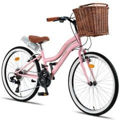 Trendbisiklet Retro Classic 24 Jant 21 Vites SHIMANO, Kadın Bisikleti Pembe-Kahve