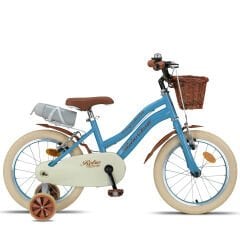 Retro Classic Özel Seri, Hasır Örme Sepetli, Deri Elcikli 16 Jant Çocuk Bisikleti, 4-6 Yaş Çocuk Bisikleti (95-115cm), Unisex Açık Mavi