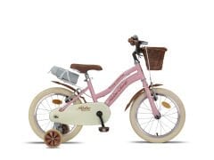 Retro Classic Özel Seri, Hasır Örme Sepetli, Deri Elcikli 16 Jant Çocuk Bisikleti, 4-6 Yaş Çocuk Bisikleti (95-115cm), Unisex Pembe