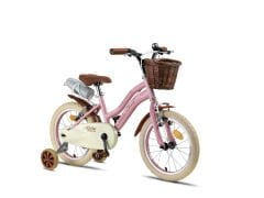 Retro Classic Özel Seri, Hasır Örme Sepetli, Deri Elcikli 16 Jant Çocuk Bisikleti, 4-6 Yaş Çocuk Bisikleti (95-115cm), Unisex Pembe
