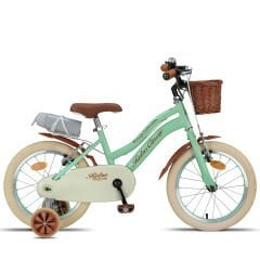 Retro Classic Özel Seri, Hasır Örme Sepetli, Deri Elcikli 16 Jant Çocuk Bisikleti, 4-6 Yaş Çocuk Bisikleti (95-115cm), Unisex Mint Yeşili