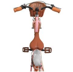 Retro Classic Özel Seri, Hasır Örme Sepetli, Deri Elcikli 20 Jant Çocuk Bisikleti, 6-9 Yaş Çocuk Bisikleti (115-135cm), Unisex Pembe