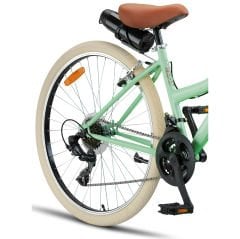Retro Classic 28 Jant 21 Vites SHIMANO Bisiklet, Şehir Bisikleti, Vintage Classic Bisiklet Mint Yeşili-Krem