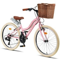 Retro Classic 24 Jant 21 Vites SHIMANO Bisiklet, Şehir Bisikleti, Vintage Classic Bisiklet Pembe-Krem